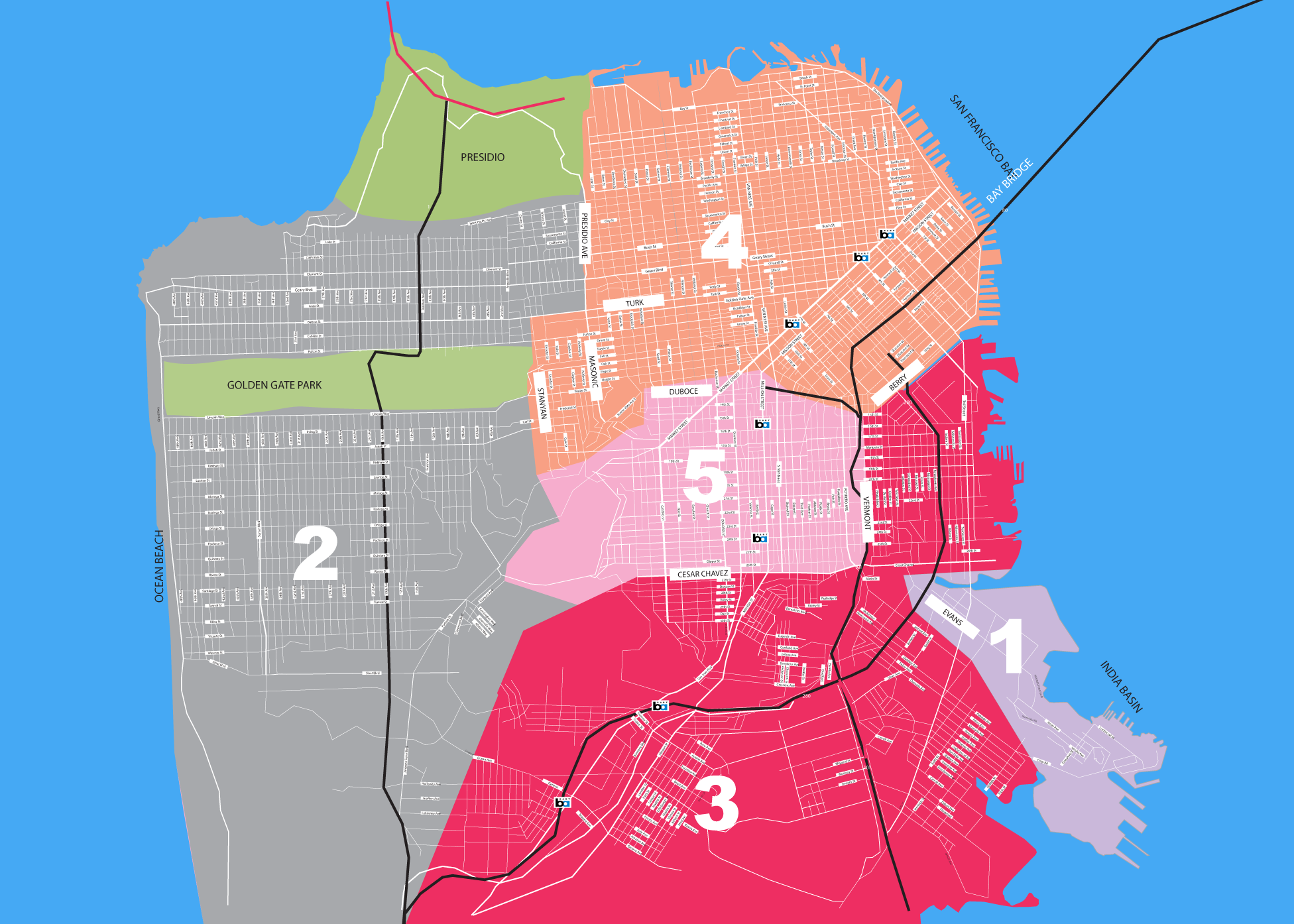 Map of San Francico Open Studios Neighborhoods